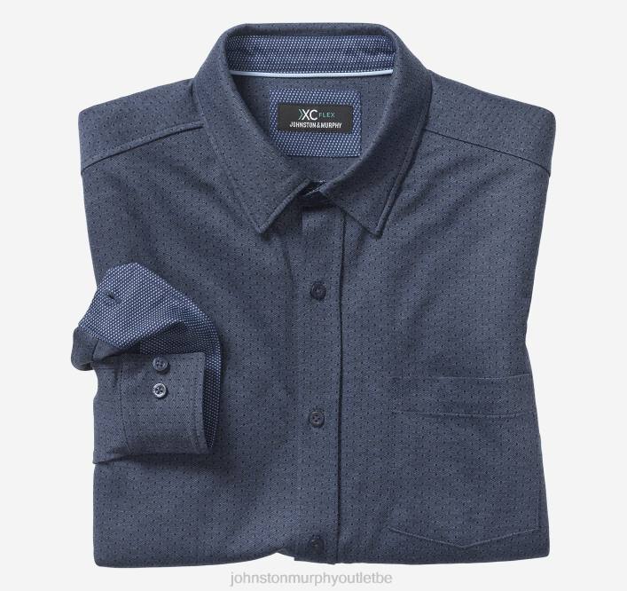 Johnston & Murphy Hommes chemise à manches longues extensible xc flex TXRN740 vêtements imprimé à pois bleu marine