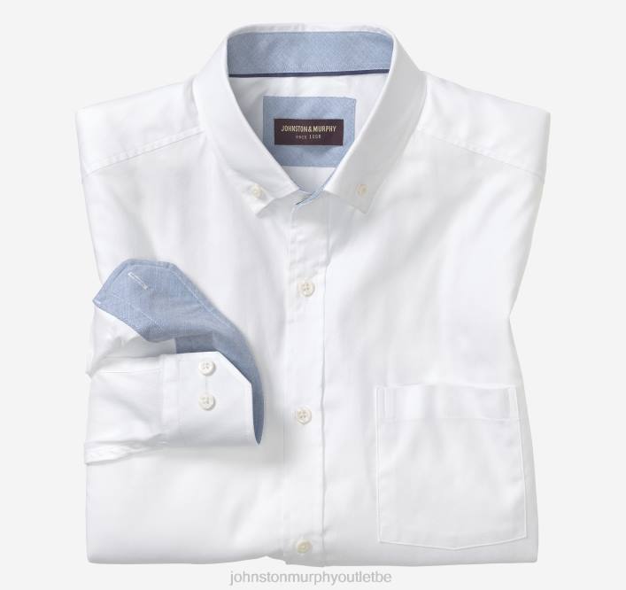 Johnston & Murphy Hommes chemise oxford à manches longues TXRN673 vêtements richelieu blanc