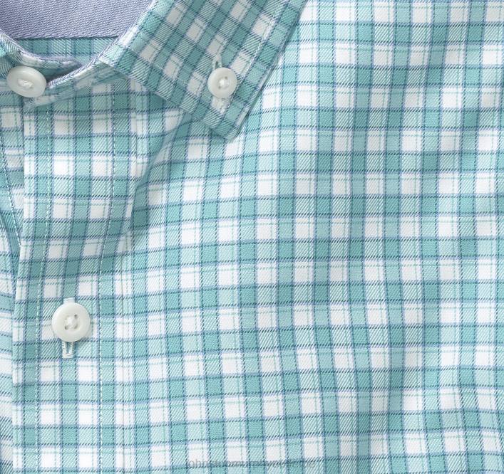 Johnston & Murphy Hommes chemise recyclée à manches longues TXRN689 vêtements vichy ombre verte