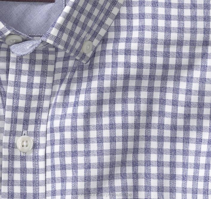 Johnston & Murphy Hommes chemise recyclée à manches longues TXRN784 vêtements vichy ton sur ton bleu