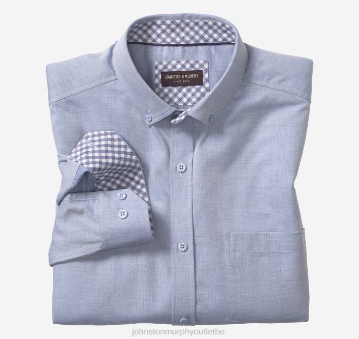 Johnston & Murphy Hommes chemise recyclée à manches longues TXRN886 vêtements bleu