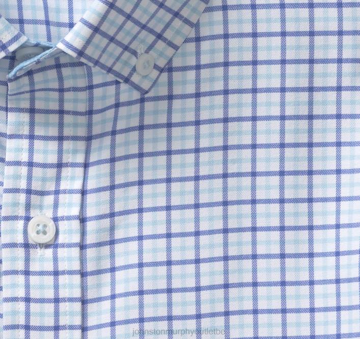 Johnston & Murphy Hommes chemise tissée stretch à manches longues xc4 TXRN523 vêtements chèque en lambeaux bleu