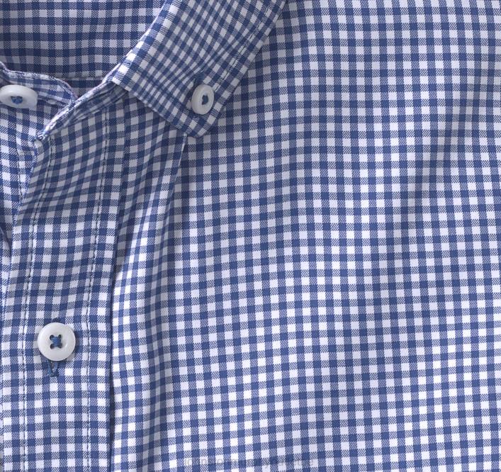 Johnston & Murphy Hommes chemise tissée stretch à manches longues xc4 TXRN600 vêtements vichy bleu marine/blanc