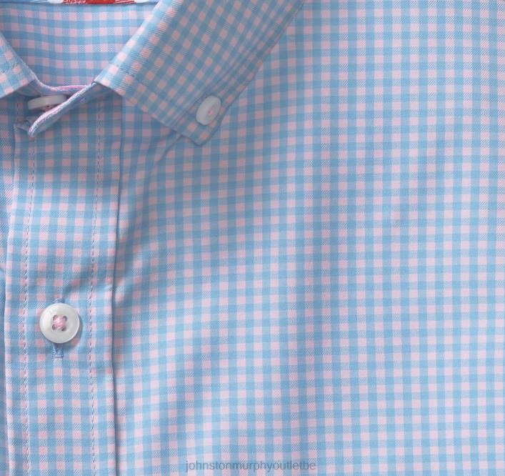 Johnston & Murphy Hommes chemise tissée stretch à manches longues xc4 TXRN629 vêtements vichy bleu/rose