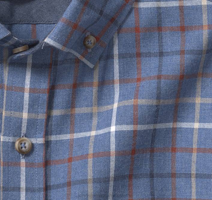 Johnston & Murphy Hommes chemises tissées chinées TXRN792 vêtements multi-grille bleue