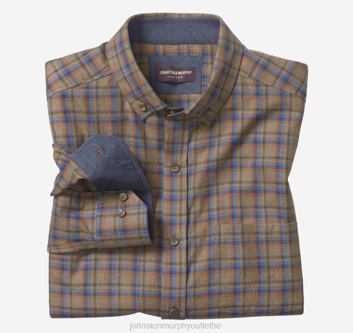 Johnston & Murphy Hommes chemises tissées chinées TXRN898 vêtements plaid en boîte beige