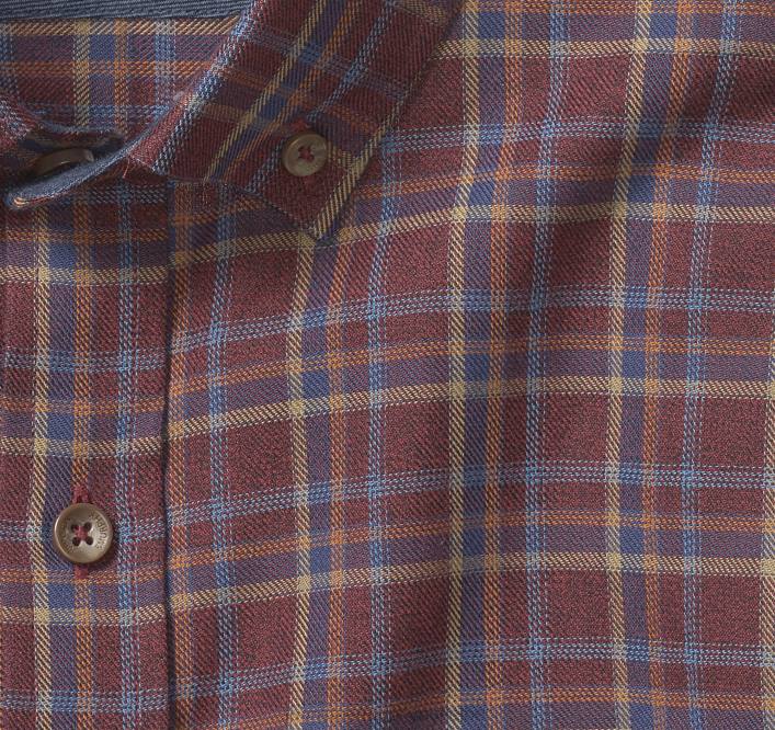 Johnston & Murphy Hommes chemises tissées chinées TXRN899 vêtements plaid bordeaux