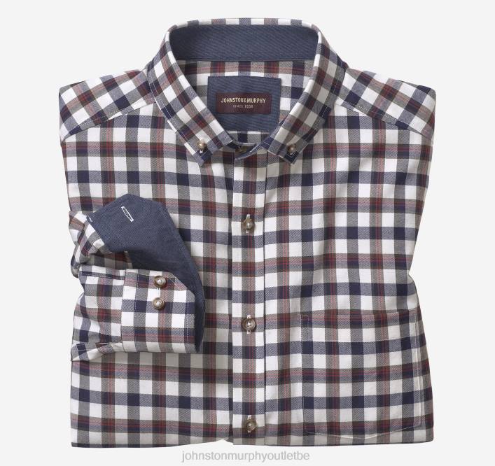 Johnston & Murphy Hommes chemises tissées chinées brossées TXRN767 vêtements plaid blanc multibrossé