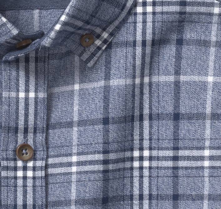 Johnston & Murphy Hommes chemises tissées chinées brossées TXRN768 vêtements grand plaid brossé bleu marine