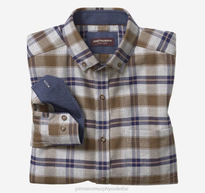 Johnston & Murphy Hommes chemises tissées chinées brossées TXRN850 vêtements carreaux brossés gris clair