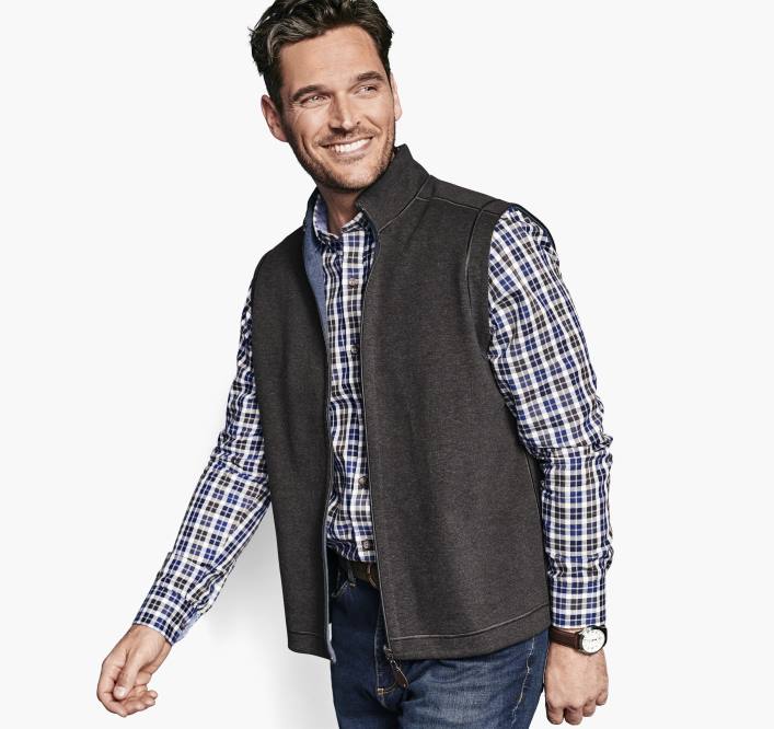 Johnston & Murphy Hommes gilet uni réversible TXRN695 vêtements anthracite/bleu