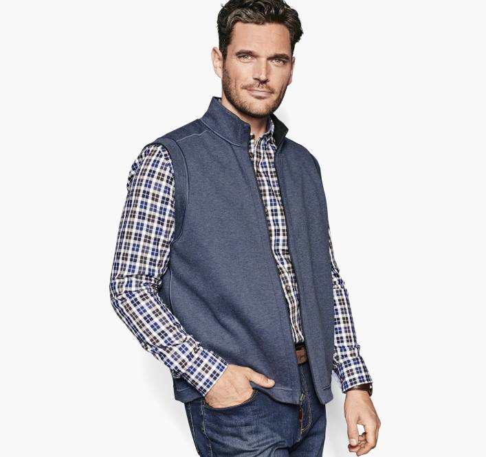Johnston & Murphy Hommes gilet uni réversible TXRN695 vêtements anthracite/bleu