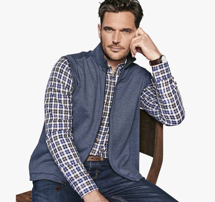 Johnston & Murphy Hommes gilet uni réversible TXRN695 vêtements anthracite/bleu