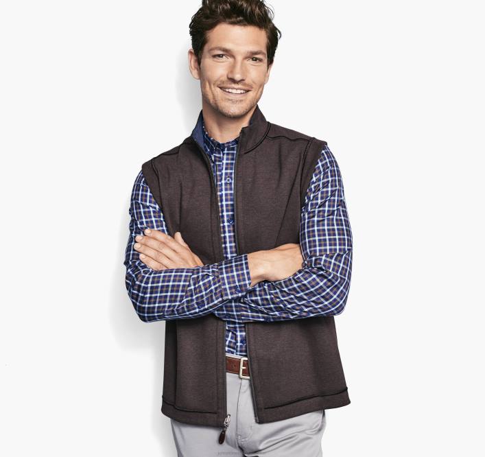 Johnston & Murphy Hommes gilet uni réversible TXRN738 vêtements marron/marine