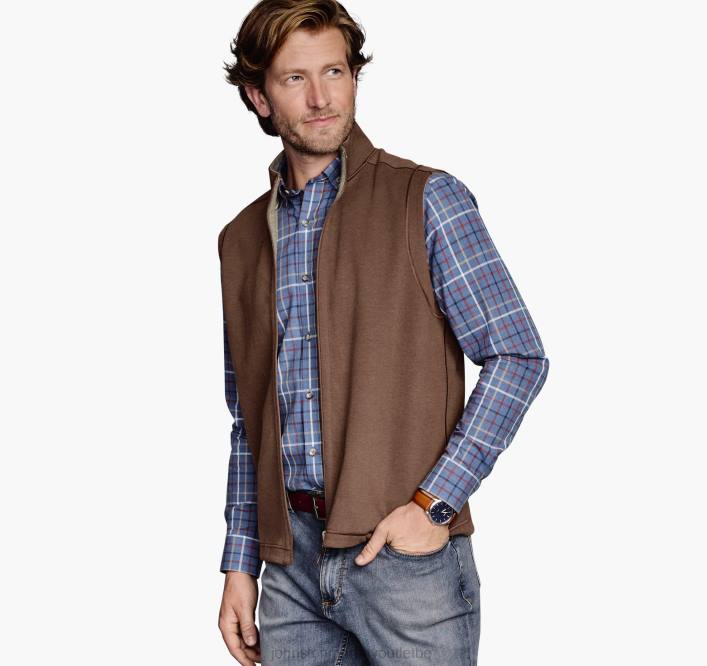 Johnston & Murphy Hommes gilet uni réversible TXRN739 vêtements rouille/gruau