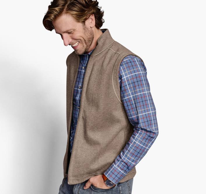 Johnston & Murphy Hommes gilet uni réversible TXRN739 vêtements rouille/gruau