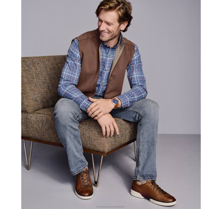 Johnston & Murphy Hommes gilet uni réversible TXRN739 vêtements rouille/gruau