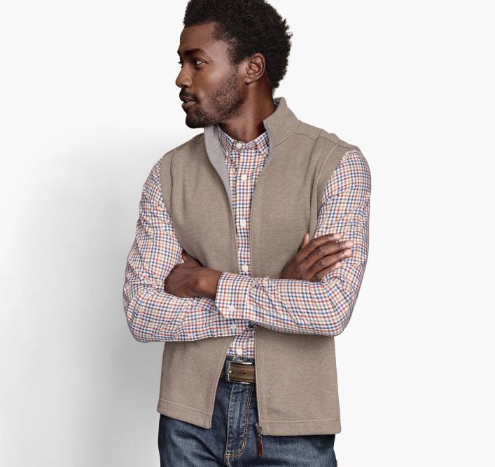 Johnston & Murphy Hommes gilet uni réversible TXRN795 vêtements avoine/gris clair