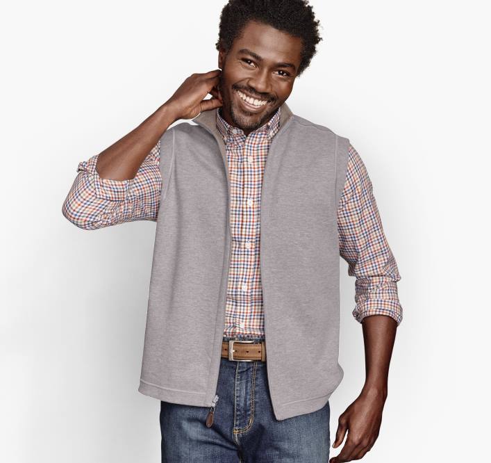 Johnston & Murphy Hommes gilet uni réversible TXRN795 vêtements avoine/gris clair