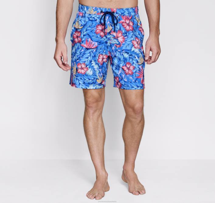 Johnston & Murphy Hommes shorts de bain TXRN626 vêtements imprimé floral tropical bleu