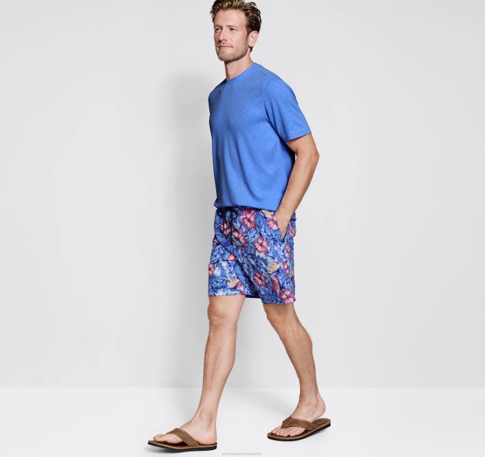 Johnston & Murphy Hommes shorts de bain TXRN626 vêtements imprimé floral tropical bleu