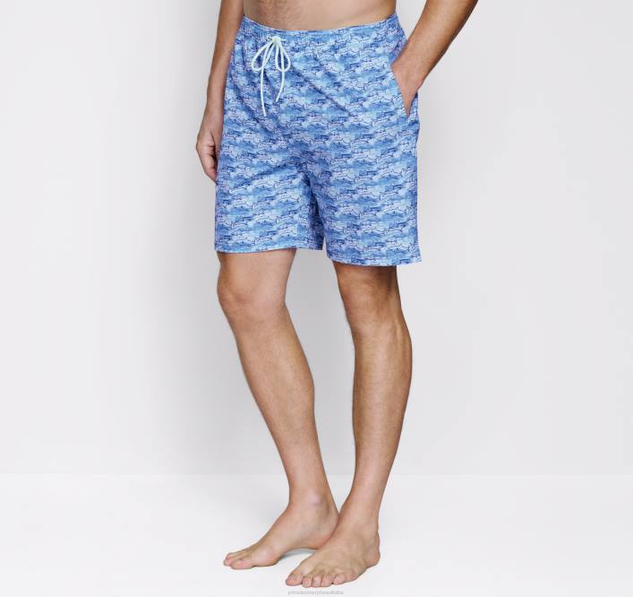 Johnston & Murphy Hommes shorts de bain TXRN762 vêtements imprimé requin bleu