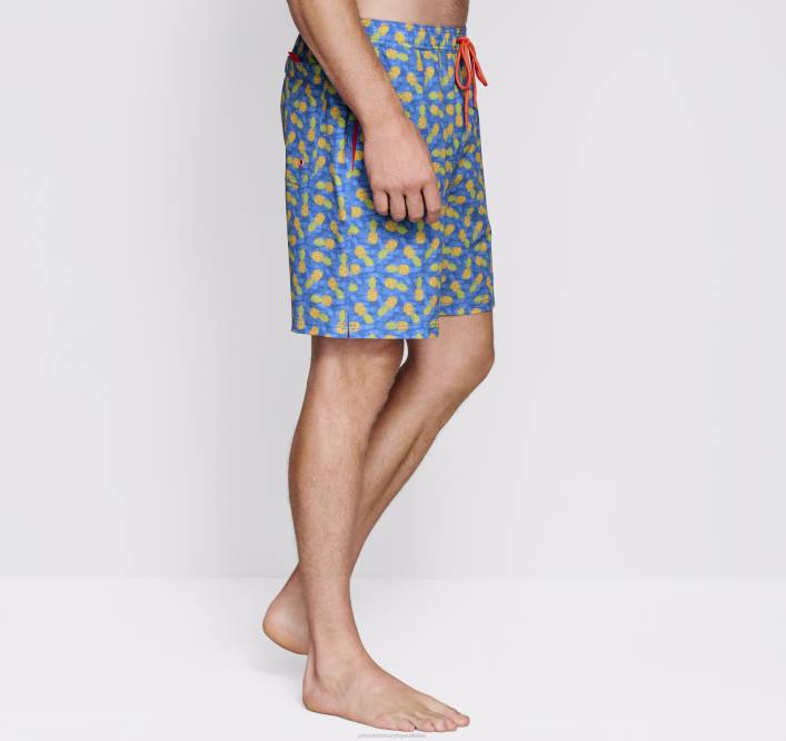 Johnston & Murphy Hommes shorts de bain TXRN841 vêtements imprimé multi ananas bleu