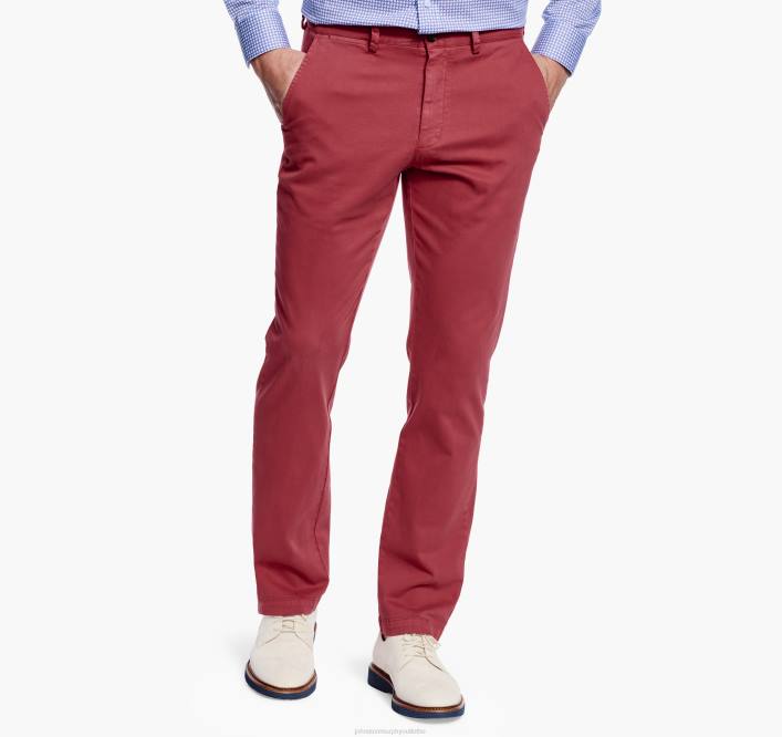 Johnston & Murphy Hommes pantalon chino délavé TXRN644 vêtements rouge