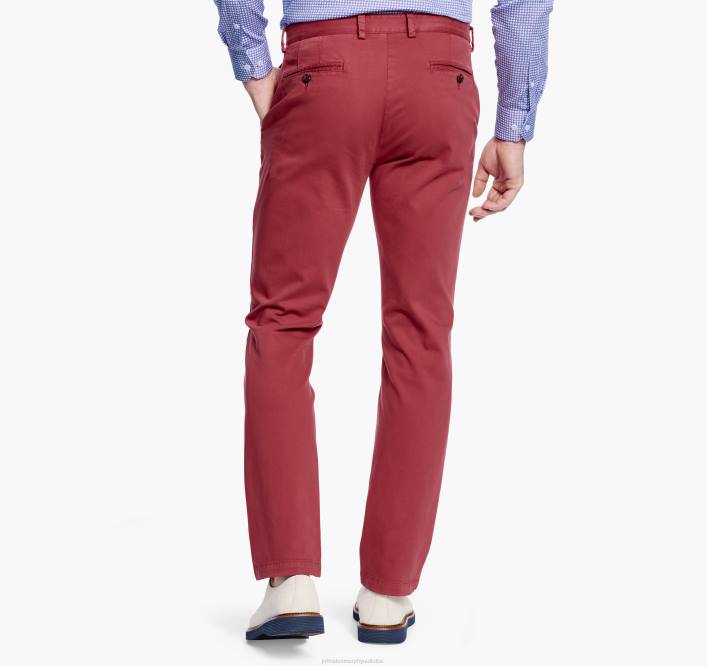 Johnston & Murphy Hommes pantalon chino délavé TXRN644 vêtements rouge