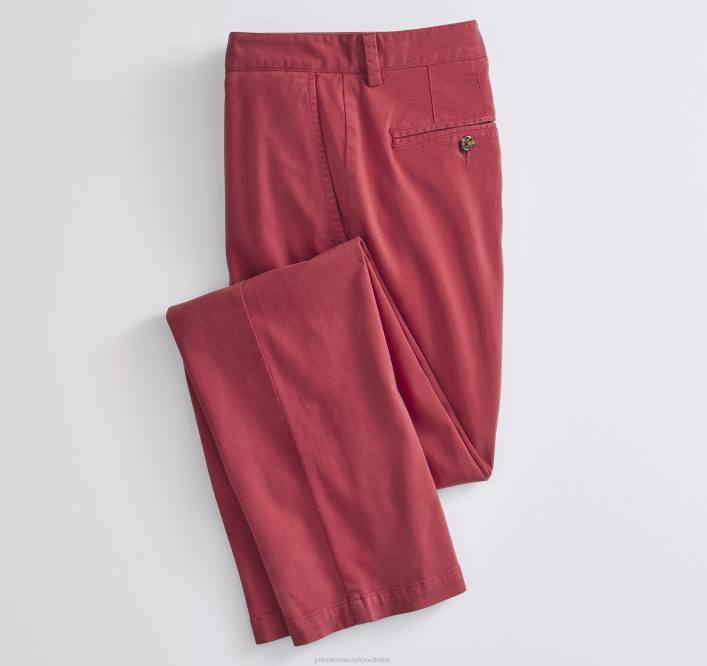 Johnston & Murphy Hommes pantalon chino délavé TXRN644 vêtements rouge
