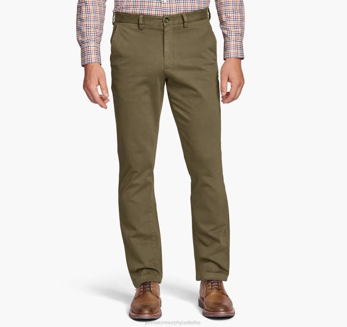 Johnston & Murphy Hommes pantalon chino délavé TXRN812 vêtements olive