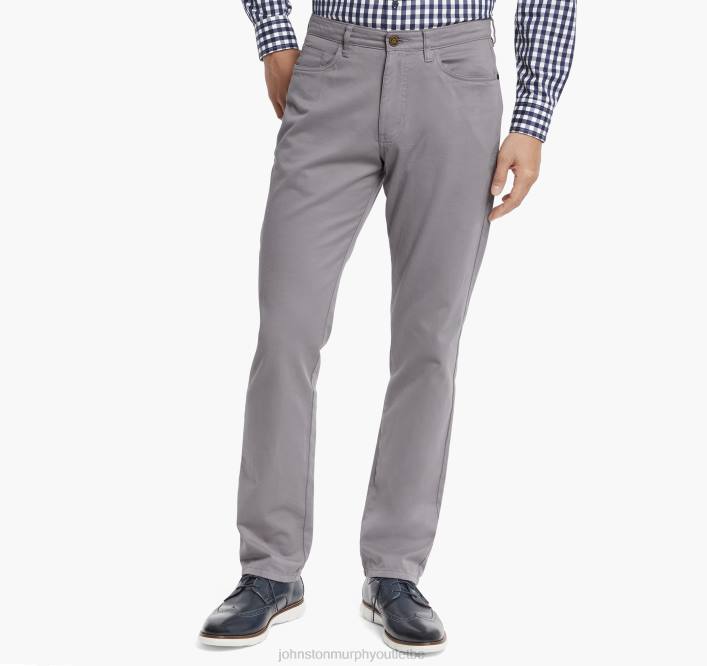 Johnston & Murphy Hommes pantalon à cinq poches TXRN508 vêtements gris clair