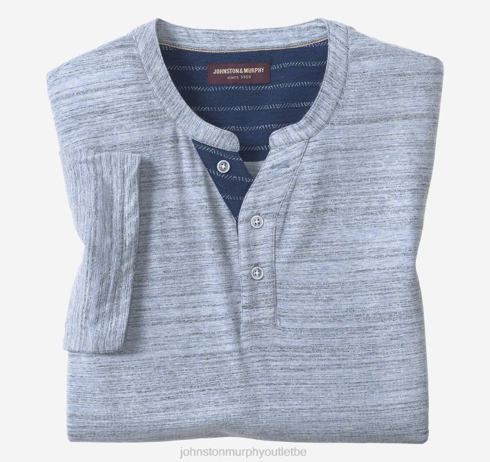 Johnston & Murphy Hommes Henley à manches courtes TXRN537 vêtements bleu flammé