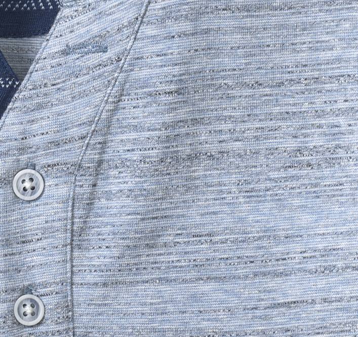 Johnston & Murphy Hommes Henley à manches courtes TXRN537 vêtements bleu flammé