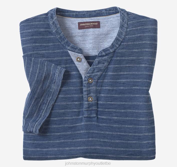 Johnston & Murphy Hommes Henley à manches courtes TXRN617 vêtements rayure à pois bleu marine