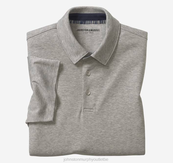 Johnston & Murphy Hommes polo en coton liquide TXRN576 vêtements gris chiné