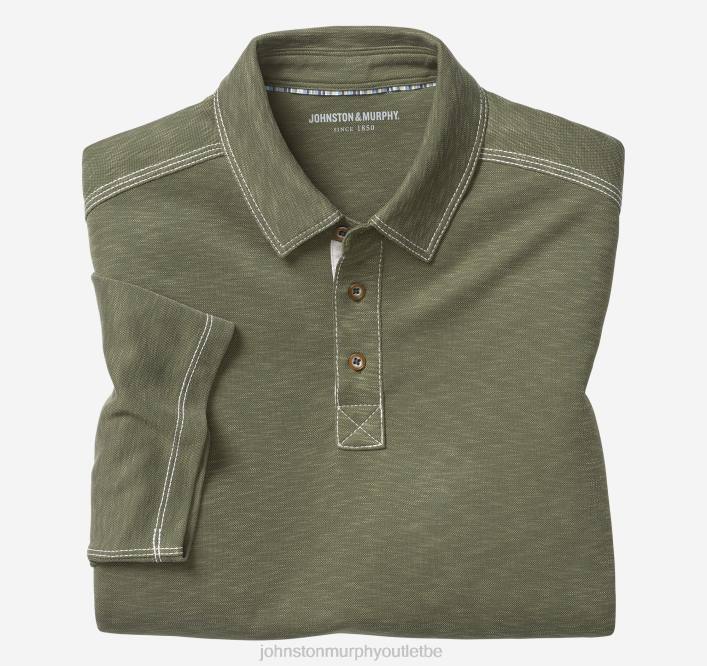 Johnston & Murphy Hommes polo flammé vintage TXRN407 vêtements olive