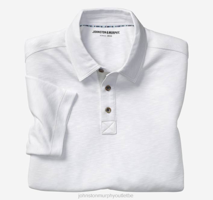 Johnston & Murphy Hommes polo flammé vintage TXRN408 vêtements blanc