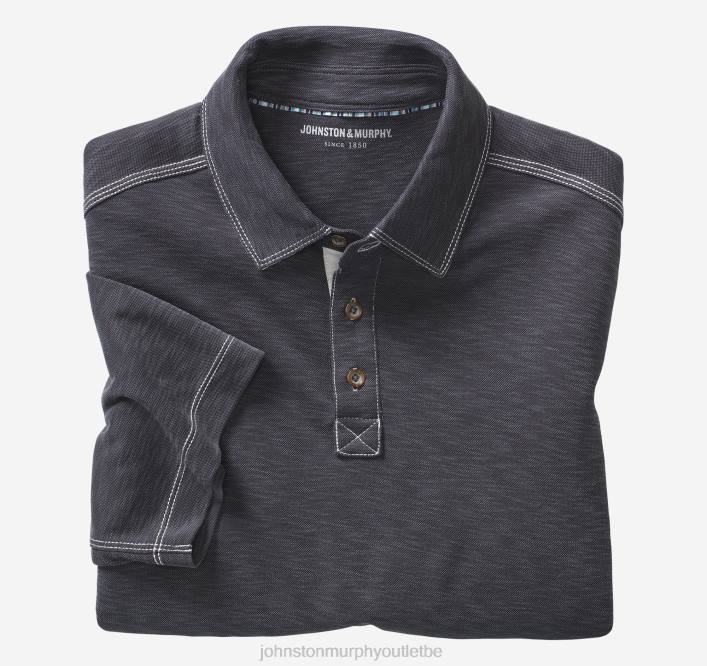Johnston & Murphy Hommes polo flammé vintage TXRN414 vêtements charbon