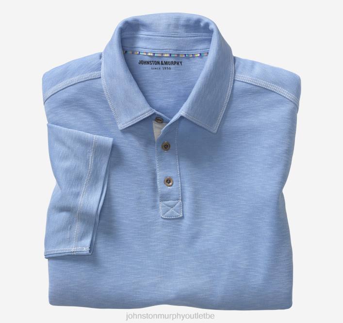 Johnston & Murphy Hommes polo flammé vintage TXRN415 vêtements bleu clair