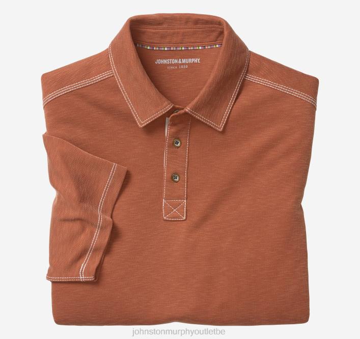 Johnston & Murphy Hommes polo flammé vintage TXRN448 vêtements rouiller