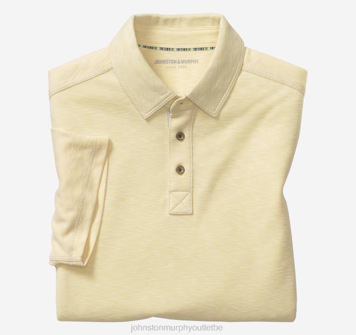 Johnston & Murphy Hommes polo flammé vintage TXRN512 vêtements jaune clair