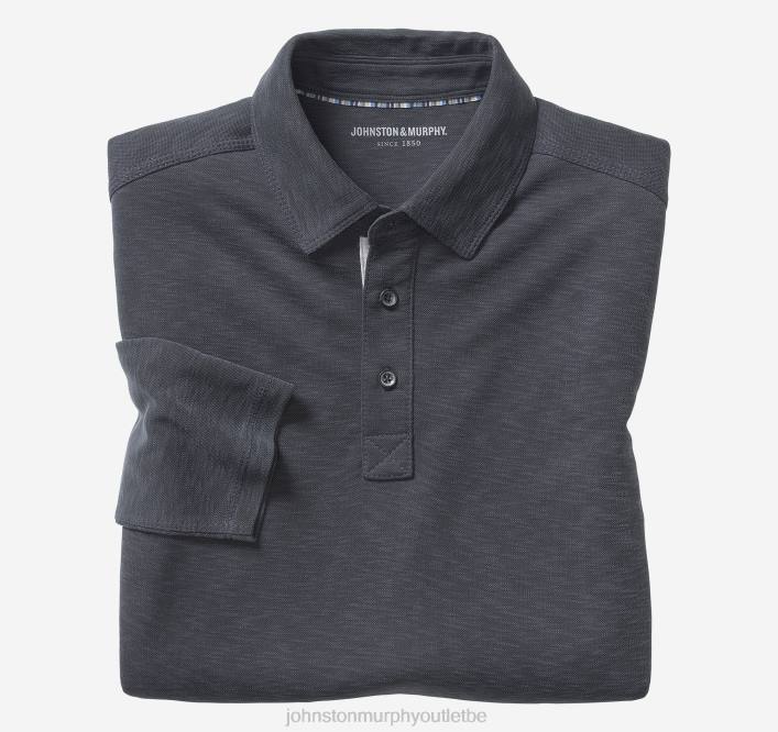 Johnston & Murphy Hommes polo flammé vintage à manches longues TXRN715 vêtements noir