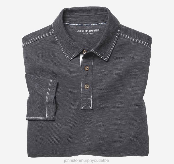 Johnston & Murphy Hommes polo flammé vintage à manches longues TXRN770 vêtements charbon