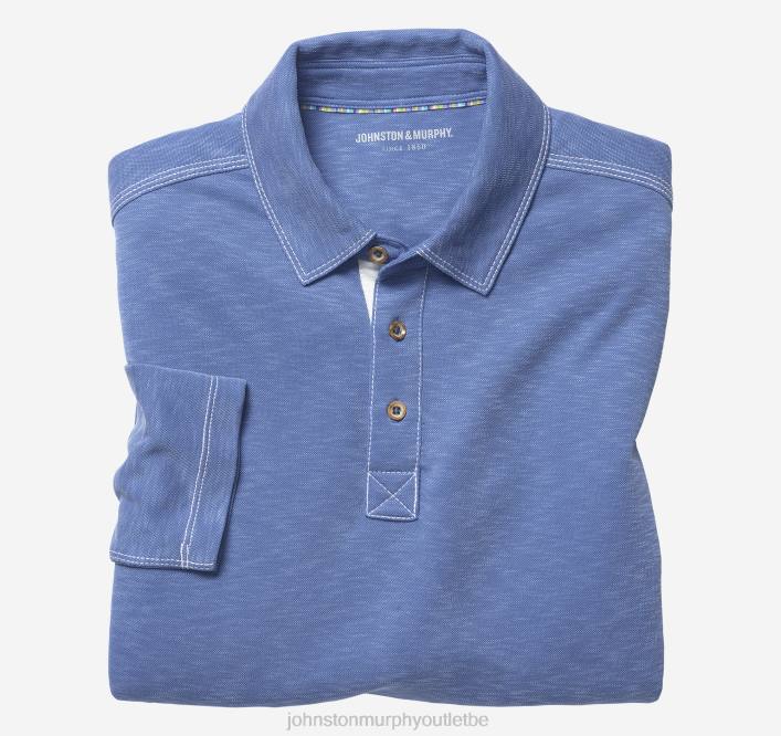 Johnston & Murphy Hommes polo flammé vintage à manches longues TXRN852 vêtements bleu