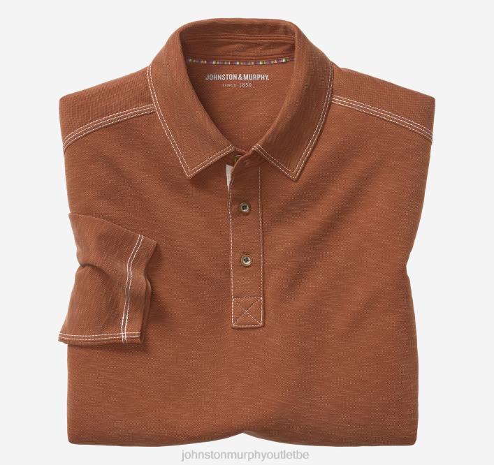 Johnston & Murphy Hommes polo flammé vintage à manches longues TXRN853 vêtements rouiller