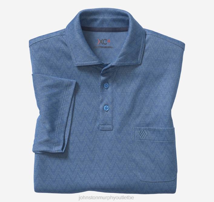 Johnston & Murphy Hommes polo jacquard xc4 TXRN635 vêtements diamant zigzag bleu