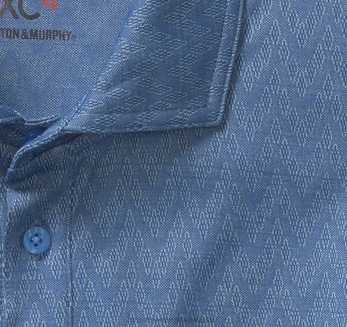 Johnston & Murphy Hommes polo jacquard xc4 TXRN635 vêtements diamant zigzag bleu