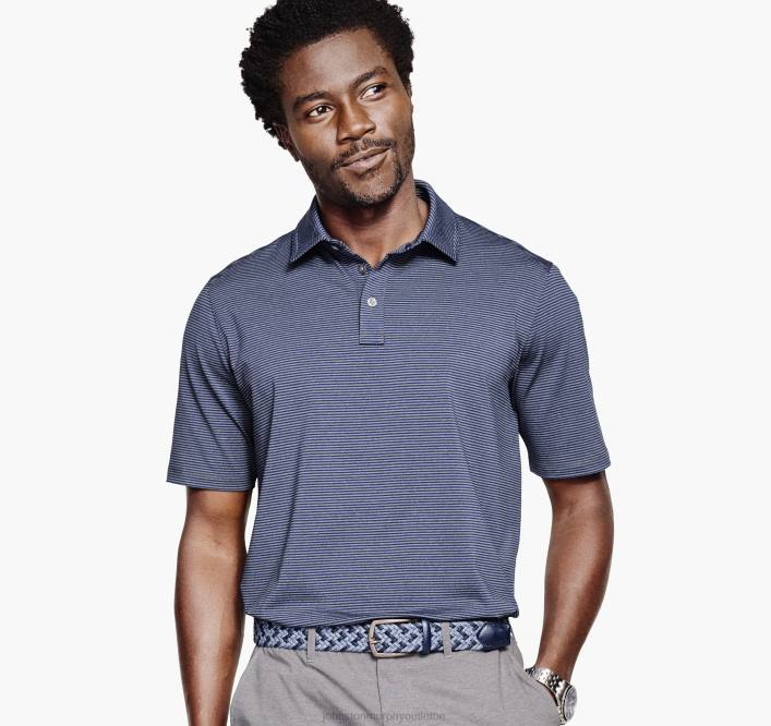 Johnston & Murphy Hommes polo performance xc4 TXRN412 vêtements rayure bleu marine/gris