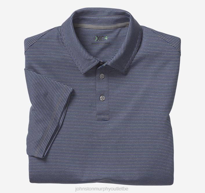 Johnston & Murphy Hommes polo performance xc4 TXRN412 vêtements rayure bleu marine/gris